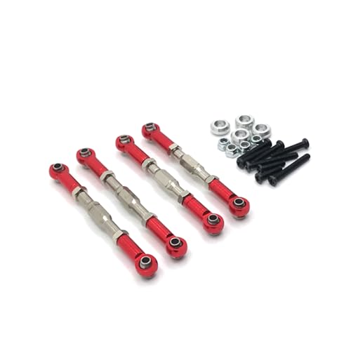 QMLQRGKF Einstellbare Metallstangenstange Set von 4 kompatibel mit C14 C24 B14 B24 MN D91 D96 99S Henglong Feiyu RC -Autoteile(Red) von QMLQRGKF