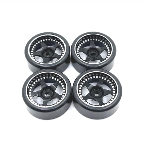 QMLQRGKF Kompatible 1/28 Skala RC -Autozubehör Metall verbessert 27mm Drift Wheel -Reifen Kompatibel mit und ähnliche Modelle(Black) von QMLQRGKF