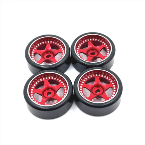 QMLQRGKF Kompatible 1/28 Skala RC -Autozubehör Metall verbessert 27mm Drift Wheel -Reifen Kompatibel mit und ähnliche Modelle(Red) von QMLQRGKF