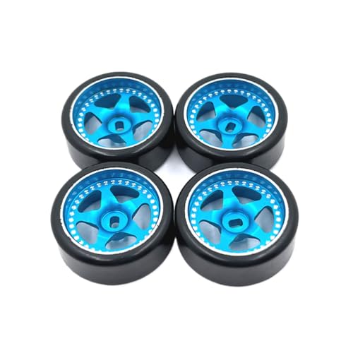 QMLQRGKF Kompatible 1/28 Skala RC -Autozubehör Metall verbessert 27mm Drift Wheel -Reifen Kompatibel mit und ähnliche Modelle(Sky Blue) von QMLQRGKF