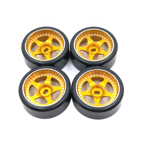 QMLQRGKF Kompatible 1/28 Skala RC -Autozubehör Metall verbessert 27mm Drift Wheel -Reifen Kompatibel mit und ähnliche Modelle(Yellow) von QMLQRGKF