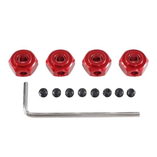 QMLQRGKF Metall 12mm Sechskantstecker kompatibel mit Hyper Go 1/10 10208 1/12 H12Y H12Y RC -Auto -Upgrade -Teile und Zubehör(Red) von QMLQRGKF