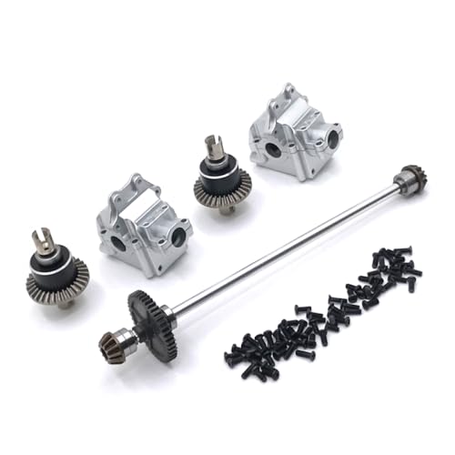 QMLQRGKF Metall Center Antriebswelle Montage Getriebe Differential Kit kompatibel mit 1/12 124016 127017 124018 124019 RC -Autoteile Upgrade(Silver) von QMLQRGKF