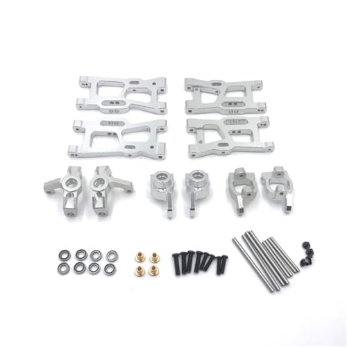 QMLQRGKF Metall -Schwung Arm Arm Lenksbecherlager Set von 6 kompatibel mit Modellen 144010 144001 144002 124016 124017 124018 124019 RC -Autoteile(Silver) von QMLQRGKF