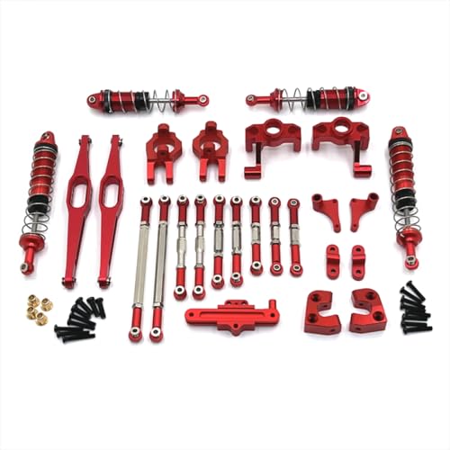 QMLQRGKF Metall -Upgrade Hauptstrahlhydraulikschockdämpfer -Pull -Stangen -Lenkbecher 10 -Stück -Set kompatibel mit 1/12 RC -Autos(Red) von QMLQRGKF