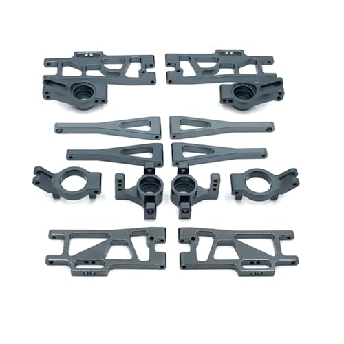 QMLQRGKF Metall-Upgrade-Nachrüstungs-C-Sitz-Lenkschalter-Schwung Arm Set 7 Teile kompatibel mit 104009 12401 12402 12403 12404 12409 RC-Autoteile(Dark Grey) von QMLQRGKF