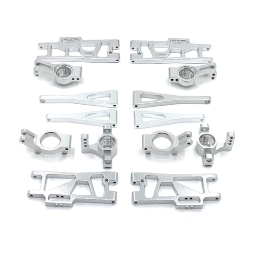 QMLQRGKF Metall-Upgrade-Nachrüstungs-C-Sitz-Lenkschalter-Schwung Arm Set 7 Teile kompatibel mit 104009 12401 12402 12403 12404 12409 RC-Autoteile(Silver) von QMLQRGKF