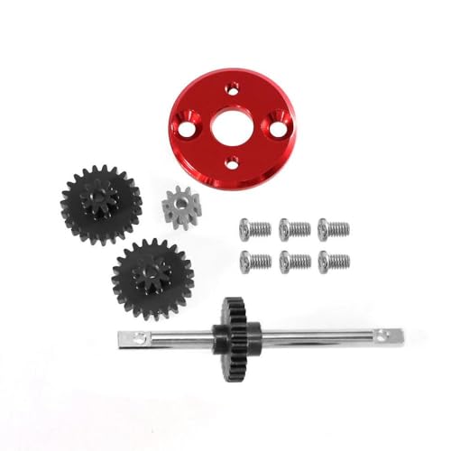 QMLQRGKF Metallgetriebe Getriebegetriebe und Motorritzel mit 370 Motorhalterung Kompatibel mit Mn 78 Mn82 1/12 RC -Autokuste -Teile kompatibel(Red) von QMLQRGKF