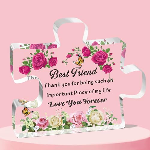 QMVMV Best Friend Acryl Block Puzzle Geschenke für Frauen Mädchen Geburtstag Weihnachten Abschluss Ferngeschenk für beste Freundin von QMVMV