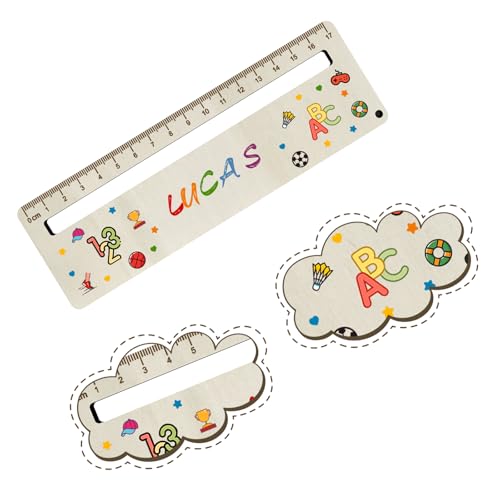 QMofeixiaodianQ lesehilfe Kinder 1 klasse, Personalisiertes Kinder Lineal, Holz Lineal 17cm, Einschulungsgeschenke Mädchen, Einschulung Geschenk Jungen, lineal personalisiert mit Lucas Namen von QMofeixiaodianQ