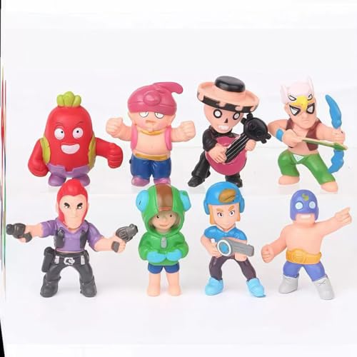 QNUOXEP Brawl Figuren 8pcs Brawl Mini Figuren Set, Kleine Statue Doll Collectable Toys Set, Spiel Cake Topper Figuren Anime Figur Statuen für Kinder Geschenke Geburtstag Kuchen Dekoration von QNUOXEP