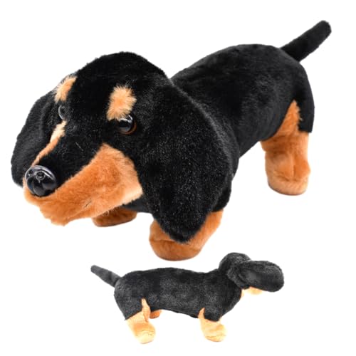 QNUOXEP Hund Plüschtier Plüsch Spielzeug, Dackel Hund Puppen Gefüllt, Realistisches Dackel Hund Weiches Heimdekoration, Niedlicher Kuscheltier Dackel Hund, Geschenk für Kinder Baby Mädchen Junge von QNUOXEP