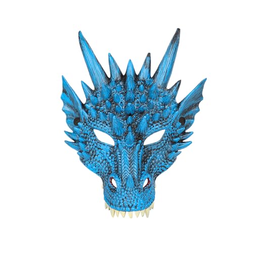 QOKLIYUI Einzigartige Tiermaske für Cosplay und Kostümpartys. Weiche und einfach zu faltende PU Cosplay Maske. Cosplay Drachenmaske, Dunkelblau von QOKLIYUI