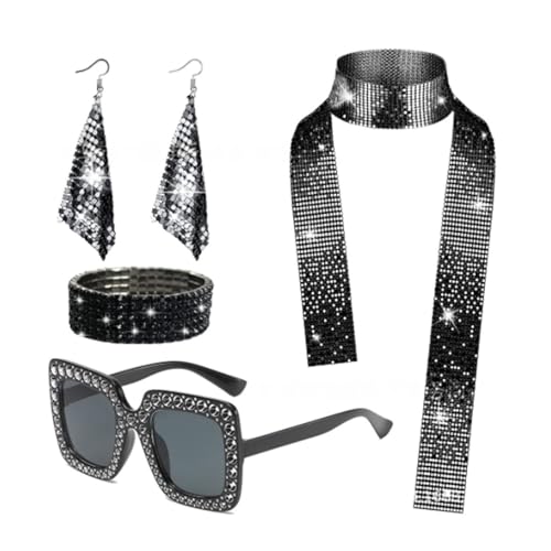 QOKLIYUI Glänzendes Performance Requisiten Set für Disco Mottopartys, das den Look noch umwerfender macht. Dekorative Stoff Requisiten mit Pailletten, Satz 3 von QOKLIYUI