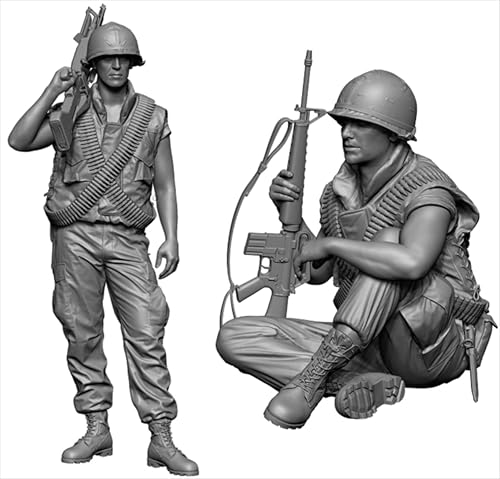 QOMJSDLP 1/35 WWII US Soldier Resin Soldier Model Kit Unbemaltes und unmontiertes Resin Modell (2 Personen)//T7A2b5 von QOMJSDLP