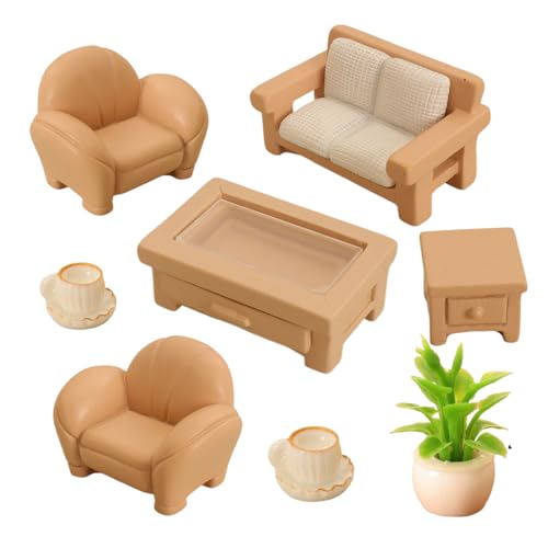 QOMJUFA 8 pcs wichtel zubehör, Miniatur deko, puppenhaus zubehör, Mikro-Wohnzimmer-Set, Mikro-Wohnzimmer für Kinder, Mini-Wohnzimmer, Polyester von QOMJUFA