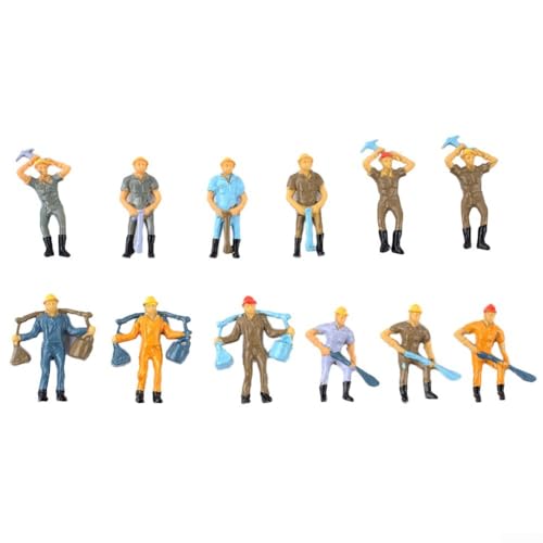 QOXEZY O Scale 148 Worker Figuren-Set zwölf realistisch bemalte Eisenbahnarbeiter von QOXEZY