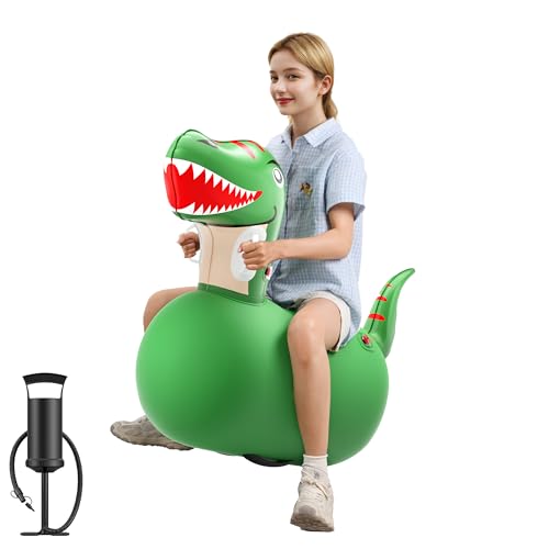QPAU Aufblasbarer Hüpf Dinosaurier mit Handpumpe, Hüpfende Pal, 220lbs Tragfähigkeit, Hüpftier Hopper Spielzeug, Innen Außen Hüpfpferd, für Mädchen Jungen im Alter von 5+ (Dinosaurier, 1 Pack) QPAU Aufblasbarer Hüpf Dinosaurier mit Handpumpe, Hüpfende Pal, 220lbs Tragfähigkeit, Hüpftier Hopper Spielzeug, Innen Außen Hüpfpferd, für Mädchen Jungen im Alter von 5+ (Dinosaurier, 1 Pack) von QPAU