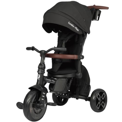 Qplay Comfo Max Evolutionäres Dreirad, 6-in-1, Schwarz, Dreirad für Babys, 1 Jahr, faltbar, aus Aluminium, mit 360°-Sitz, neigbar und Verdeck, für Babys von 10 bis 72 Monaten, Schwarz Qplay Comfo Max Evolutionäres Dreirad, 6-in-1, Schwarz, Dreirad für Babys, 1 Jahr, faltbar, aus Aluminium, mit 360°-Sitz, neigbar und Verdeck, für Babys von 10 bis 72 Monaten, Schwarz von QPLAY