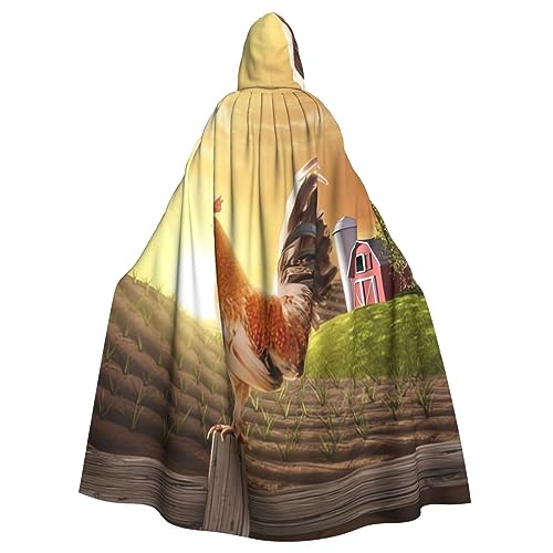 Huhn Hahn Kapuzenumhang Unisex Full Length Cloak Cape Halloween Weihnachten Cloak Cosplay Kostüme Party Cape von QQLADY