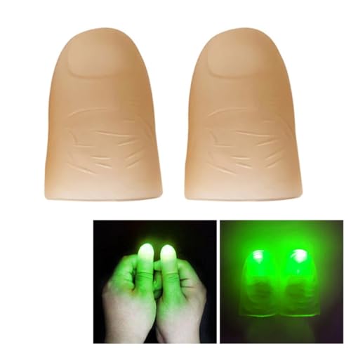 QQY Magisches Daumenlicht, 5 Paar leuchtende Fingerlichter, magische Requisite gefälschte Fingerlampe für Show, Party, Jubeln (Grün) von QQY