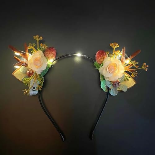 QQY Weihnachts-Stirnband, 2 Stück, Antlers Xmas Beleuchtet LED Blumenkranz Headdresses Wald Fee Fotografie Haar Hoop für Frauen (J) von QQY