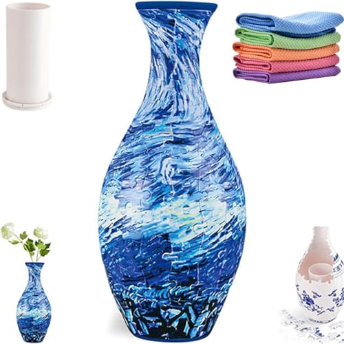 3D-Puzzle-Vase for Erwachsene, 3D-Puzzle-Vase, 3D-Kunst-Puzzle-Vase, einzigartige Blumenvase mit gebogenem Design, einzigartige 160-teilige Kunststoff-Puzzles, Einweihungsgeschenk, Heimdekoration, Bür von QQZIZHPI