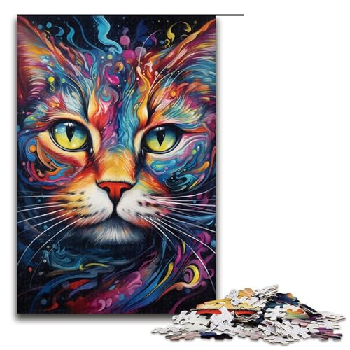 1000 teiliges Puzzle für Erwachsene buntes psychedelisches Katzen Puzzle für Erwachsene Holzpuzzle anspruchsvolles Spiel 1000 Teile 1000 teiliges Puzzle für Erwachsene buntes psychedelisches Katzen Puzzle für Erwachsene Holzpuzzle anspruchsvolles Spiel 1000 Teile von QSYFNBZL