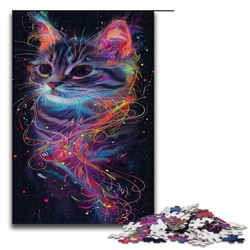 Puzzle 1000 Teile Neonkatze Puzzle für Erwachsene Holz Lernspiel Herausforderung Spielzeug 1000 PCS Puzzle 1000 Teile Neonkatze Puzzle für Erwachsene Holz Lernspiel Herausforderung Spielzeug 1000 PCS von QSYFNBZL