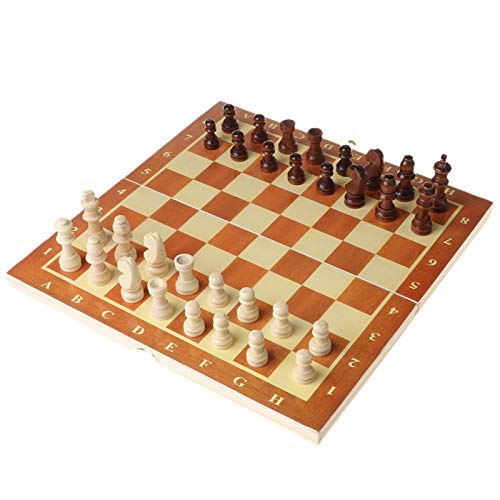 QTANZIQI 3 in 1 Holz Internationales Schachspiel Brett Reisespiele Schach Backgammon Schachbrettspielset Klappschachspiel Internationale Schachfiguren von QTANZIQI