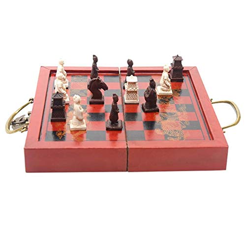 QTANZIQI Internationales Schach, Familie, Party, Reisen, tragbares Brettspiel, Retro-Harz, faltbares Schachbrett für Kinder und Erwachsene, Geschenk, internationales Schachspiel, internationale von QTANZIQI