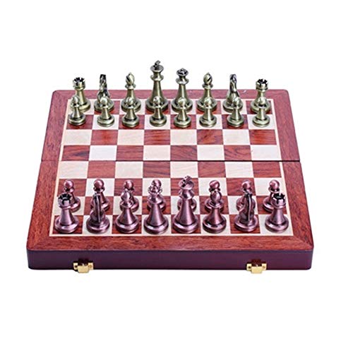 QTANZIQI Internationales Schach, Zinklegierung, Schachfiguren, Brett, Schachspiel, Outdoor, Freizeit, Unterhaltung, Goldenes Schachbrettspiel-Set, Internationale Schachfiguren/Bronze von QTANZIQI