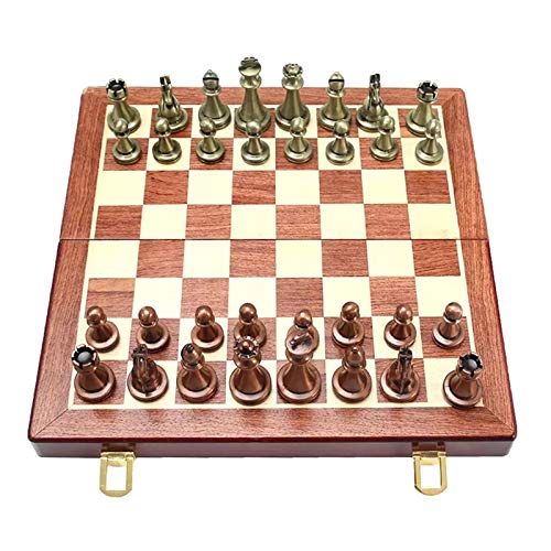 QTANZIQI Internationales Schach-Legierungsschach-Set, pädagogisches Training, faltbares Brettspiel für Kinder, Schach, tragbares Aufbewahrungsbrett, internationale Schachfiguren von QTANZIQI