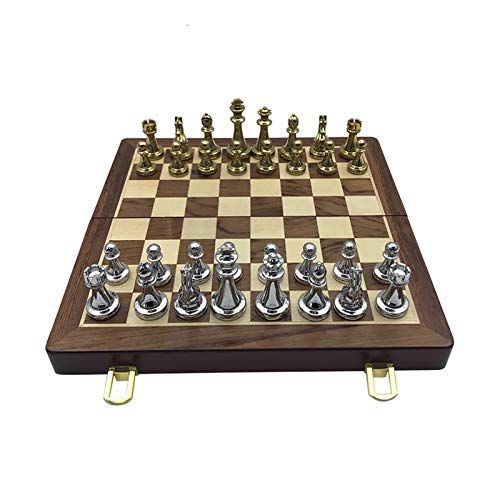 QTANZIQI Klappschachbrett Metalllegierung Schachfiguren Schachspielset Schachbrett Geschenk Unterhaltung Internationale Schachfiguren von QTANZIQI