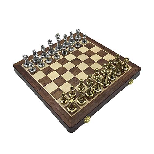 QTANZIQI Klappschachbrett Retro Metalllegierung Schachfiguren Schachspielset Schachbrett Geschenk Unterhaltung Internationale Schachfiguren von QTANZIQI