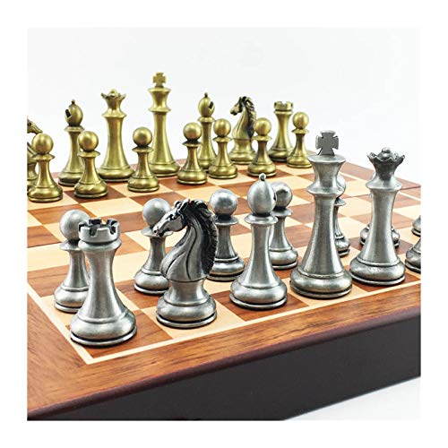 QTANZIQI Metall-Schachspiel, tragbares Spiel des internationalen Schachs, faltbares Schachbrett, King-Höhe 67 mm, Schachspiel, internationale Schachfiguren/Option 2 von QTANZIQI