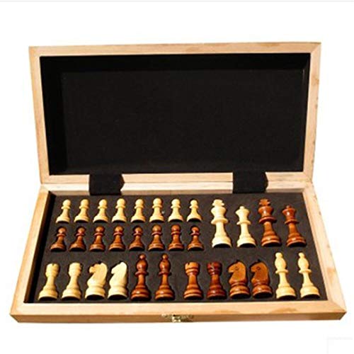 QTANZIQI Tragbares faltbares internationales Schachspiel aus Holz, Figuren-Set, Brettspiel, Schachfiguren, Schachbrettspiel-Set, faltbares Schachspiel, internationale Schachfiguren/30 x 30 cm von QTANZIQI