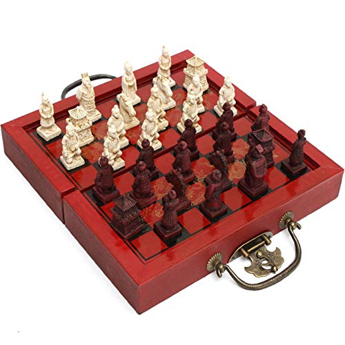 QTANZIQI Vintage chinesisches Schachspiel Set Brett Geschenk Freunde Familie Klappschachspiel Internationales Schachset Internationale Schachfiguren von QTANZIQI