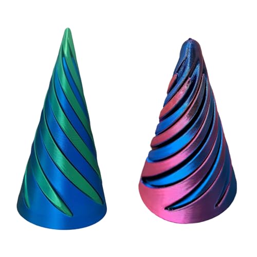 QTTRPCU 2 Stück Impossible Cone, Funny Spiral Cone Fidget Toy, Ägypten Deko Statue für Desktop Deco Souvenir Gift (blau und lila) von QTTRPCU