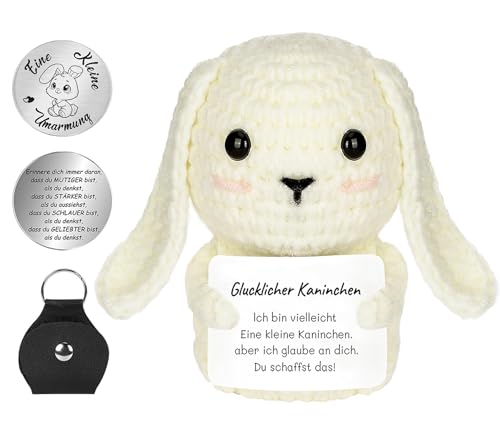 QUANMAITONG Glücksbringer Kaninchen Pocket Hug Geschenk Für Frauen,Ostern Geschenk, Lustige Mutmacher Kinder Geschenk Glücksbringer Prüfung，Gute Besserung Geschenke von QUANMAITONG