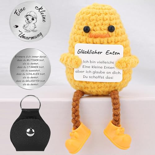 QUANMAITONG Glücksbringer Pocket Hug Geschenk Für Frauen Ente，Lustige Mutmacher Kinder Geschenk Glücksbringer Prüfung，Gute Besserung Geschenke Beste Freundin von QUANMAITONG