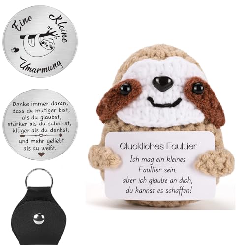 QUANMAITONG Glücksbringer Pocket Hug Geschenk Für Frauen Faultier，Lustige Mutmacher Kinder Geschenk Glücksbringer Prüfung，Gute Besserung Geschenke Beste Freundin von QUANMAITONG