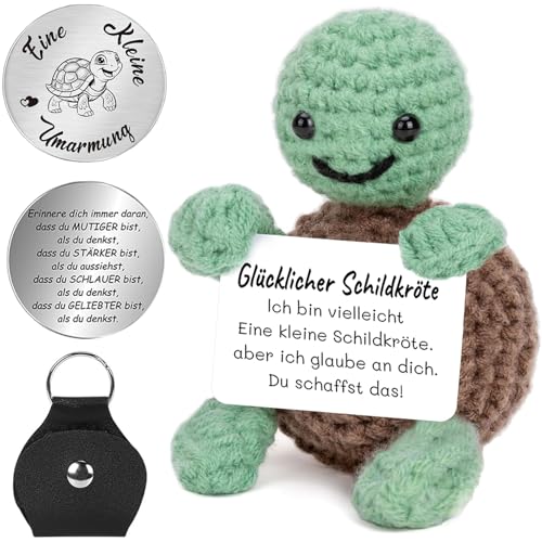 QUANMAITONG Glücksbringer Schildkröte Pocket Hug Geschenk Für Frauen, Lustige Mutmacher Kinder Geschenk Glücksbringer Prüfung，Gute Besserung Geschenke Beste Freundin von QUANMAITONG