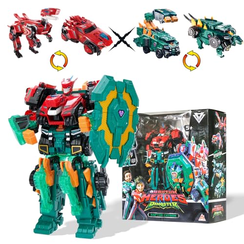 3 in 1 Transformer Roboter Raptor Chyron, 11,02 Zoll, Roboter Spielzeug für Kinder, Chariot, Dinosaurier und Roboter Transformer Spielzeug für Jungen und Mädchen 5 6 7 8 9 10 Jahre alt von QUANTUM HEROES DINOSTER