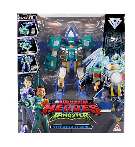 3 in 1 Transformer Roboter Stego Blast Wing, 11,81 Zoll, Roboter Spielzeug für Kinder, Chariot, Dinosaurier und Transformer Spielzeug für Jungen und Mädchen 5 6 7 8 9 10 Jahre alt von QUANTUM HEROES DINOSTER