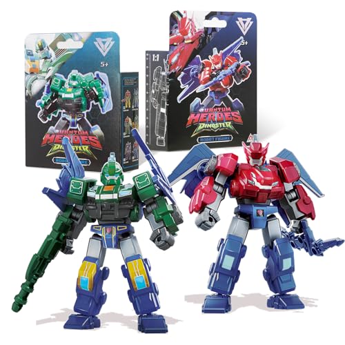 QUANTUM HEROES DINOSTER Mini-Roboterfigur 2PCS Stego Blast Wing & Raptor Bolt Wing, Höhe 11 cm, einfach zusammenzubauen, mehrteilig beweglich, Roboter-Spielzeug für Jungen Mädchen ab 5 Jahren QUANTUM HEROES DINOSTER Mini-Roboterfigur 2PCS Stego Blast Wing & Raptor Bolt Wing, Höhe 11 cm, einfach zusammenzubauen, mehrteilig beweglich, Roboter-Spielzeug für Jungen Mädchen ab 5 Jahren von QUANTUM HEROES DINOSTER