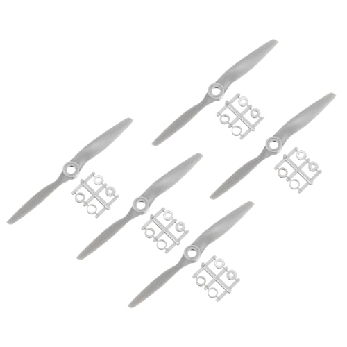 QUARKZMAN 4 Stück 4,75x4,75 Zoll Propeller RC Propeller 2-Flügelige Blätter Grau mit Adapterringen für RC Flugzeug Flugzeug Prop Ersatz von QUARKZMAN