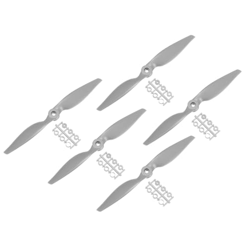 QUARKZMAN 5 Stück 10x5 Zoll Propeller RC Propeller 2-Flügelige Blades Grau mit Adapterringen für RC Flugzeug Flugzeug Prop Ersatz von QUARKZMAN