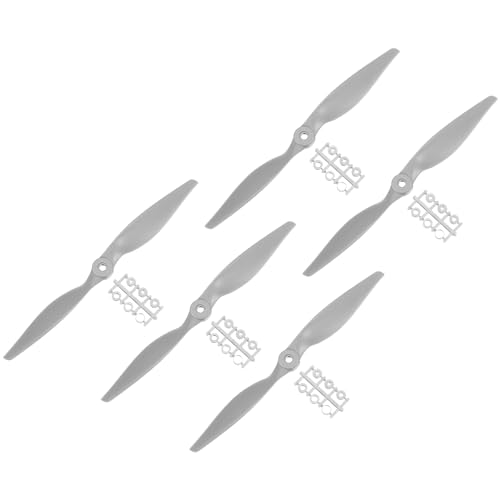 QUARKZMAN 5 Stück 10x7 Zoll Propeller RC Propeller 2-Flügelige Blätter Grau mit Adapterringen für RC Flugzeug Flugzeug Prop Ersatz von QUARKZMAN