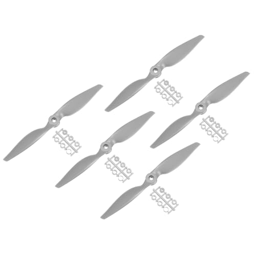 QUARKZMAN 5 Stück 11x5,5 Zoll Propeller RC Propeller 2-Flügelige Blätter Grau mit Adapterringen für RC Flugzeug Flugzeug Prop Ersatz von QUARKZMAN